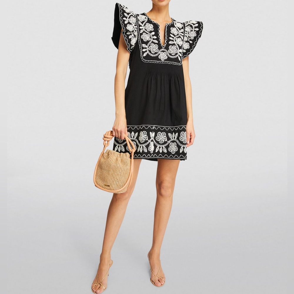 BNWT Sea NYC Black Cotton Beck Embroidery Tunic Dress Small 4